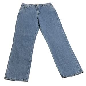 Lee Womens Jeans Size 14 Blue Relaxed Straight Leg Stretch High Rise Denim Jeans